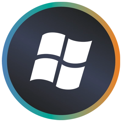 Circular logo with the Microsoft logo and a teal-to-orange gradient border symbolising Microsoft D365 expertise.
