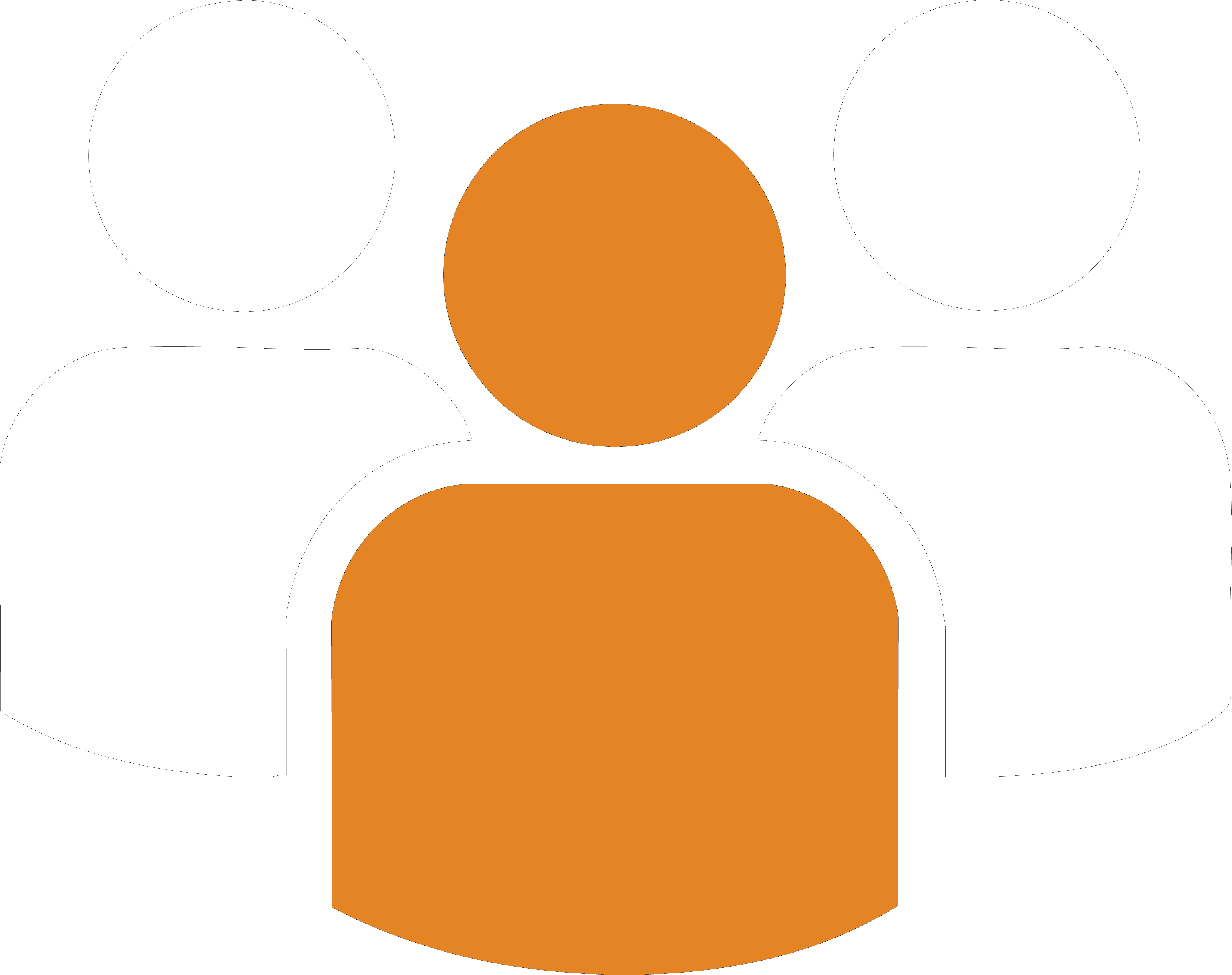 An icon of three people with the person in the middle being orange